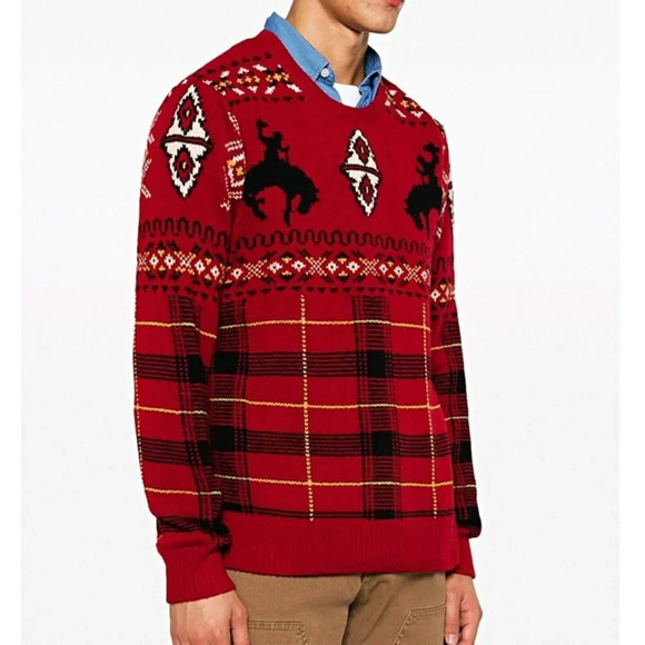 Polo Ralph Lauren Men's Red Western-Inspired Fair Isle Sweater Size L MSRP $498 - Picture 2 of 7